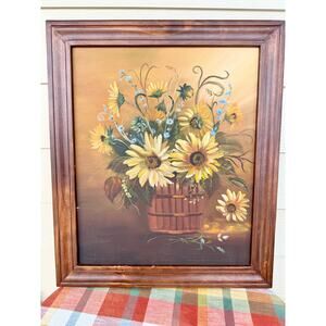Original Still Life Sunflowers in a Basket Painting by Nona Bass